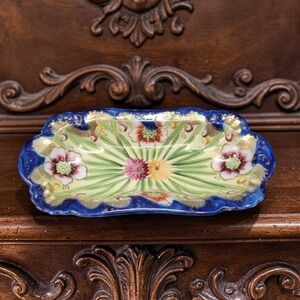 Asian Footed Porcelain Trinket Bowl, Hand Painted Plate, Makers‎ Mark Keepsake